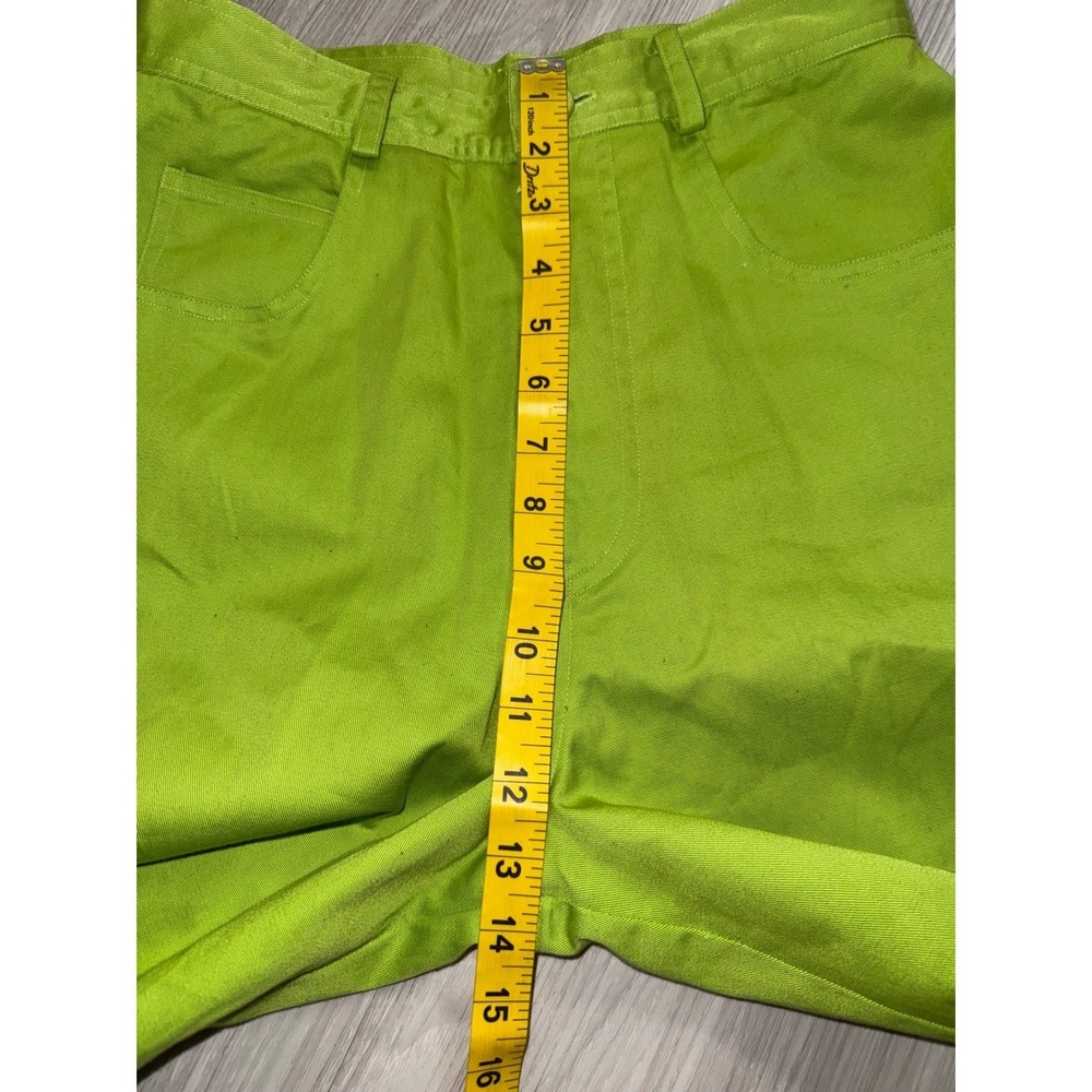 Vintage Bouillabaisse Deborah Lime Green High Waist Cotton Straight Leg Pants 12 - Picture 6 of 10